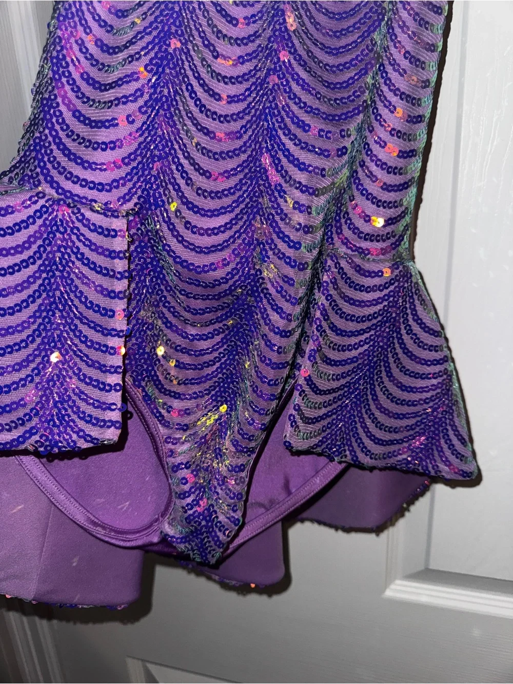 Weissman Purple Sequin Halter Dance Dress with matching hair clip size 1C